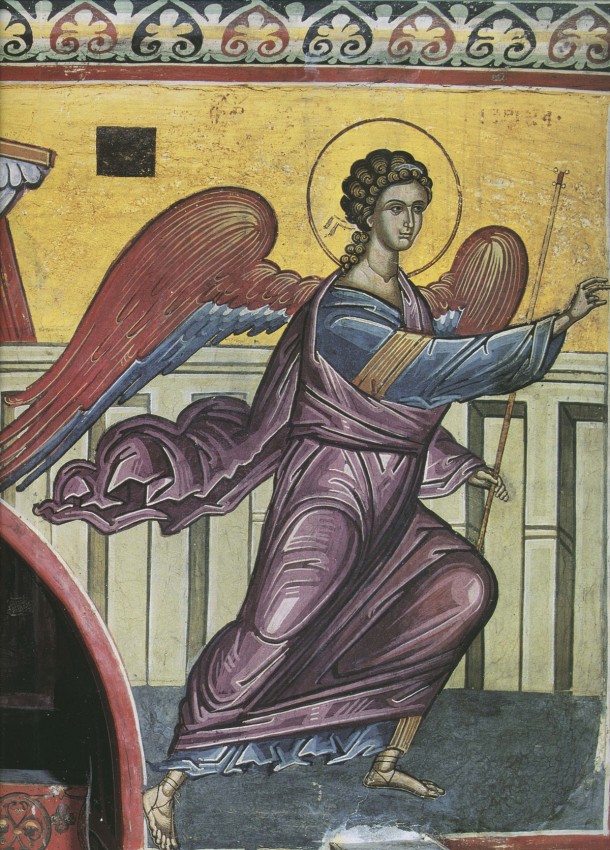 Благовещение, Архангел Гавриил. XVI в. Афон, монастырь Дионисиат