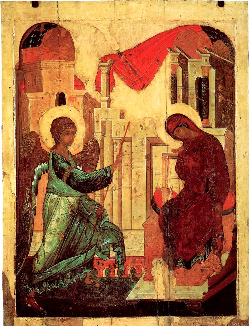 Икона Андрея Рублева Благовещение, XV век.